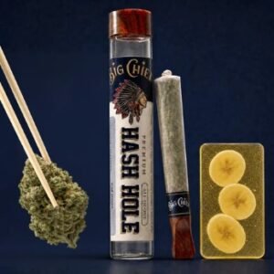 Infused Banana Big Chief Hash Hole pre-roll featuring Uzumaki and Banana Burger strains in 2G packaging